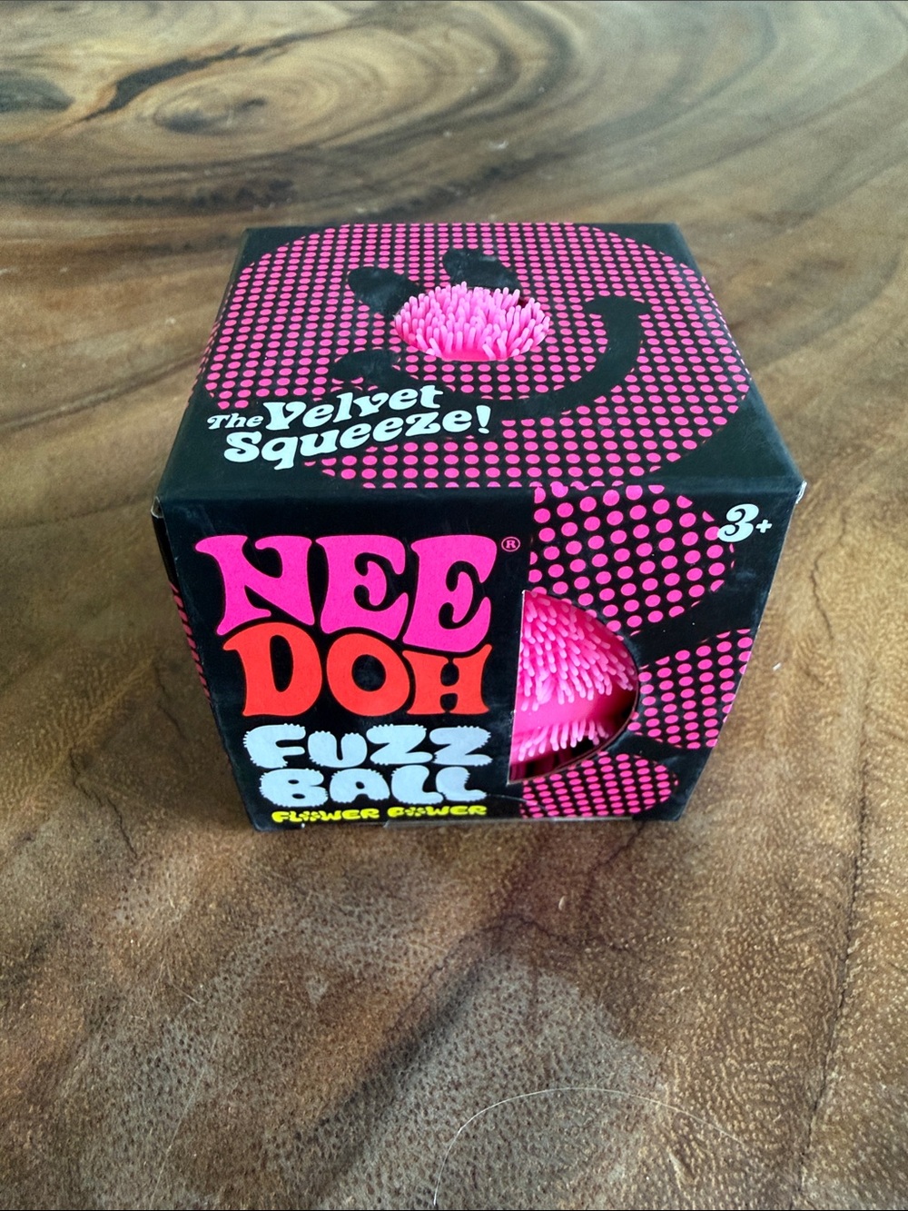 NWT Needoh Fuzz Ball Flower Power Velvet Squeeze - Pink